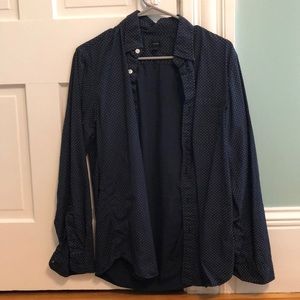 J. Crew Navy Polka Dot Button Down, Size Small